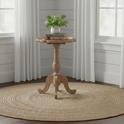 Scalloped Round Wood Side Table