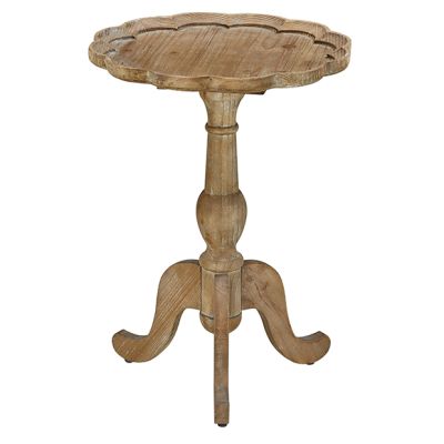 Scalloped Round Wood Side Table