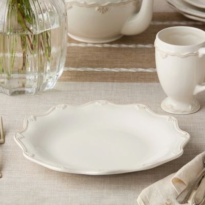Scalloped Scrollwork Stoneware Dinner Plate Set of 4