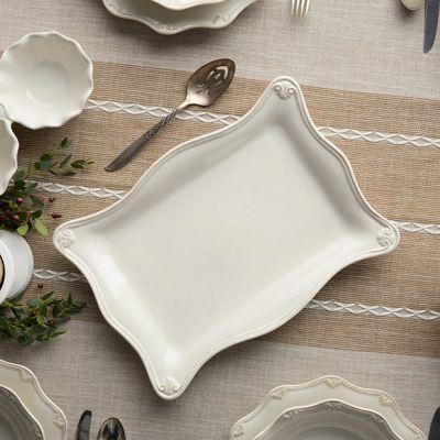Scalloped Scrollwork Stoneware Rectangular Platter
