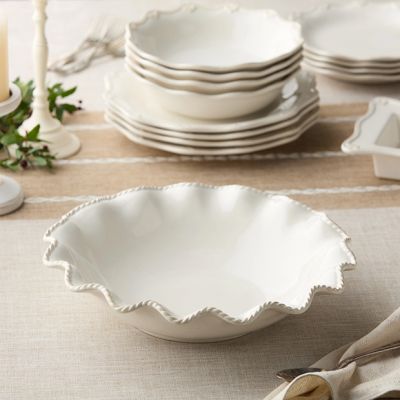 Scalloped Scrollwork Stoneware Serving Bowl