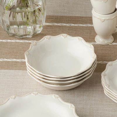 Scalloped Scrollwork Stoneware Soup Bowl