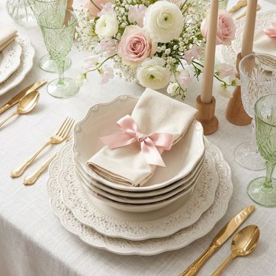 Scalloped Scrollwork Stoneware Soup Bowl