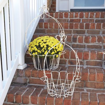 Scalloped Wire Flower Hanging Basket Set of 2
