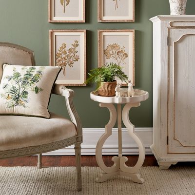 Scroll Leg Scalloped Side Table