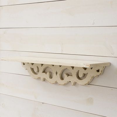 Scrolling Back Distressed Wood Wall Shelf