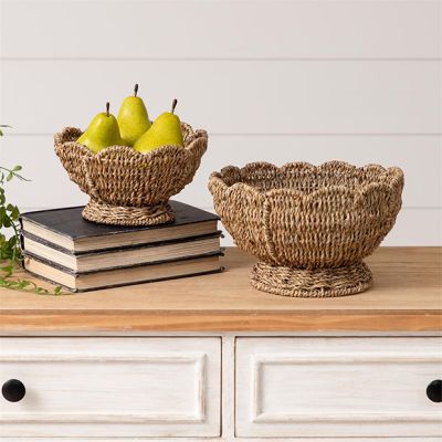 Seagrass Bowl With Scalloped Edge Set of 2