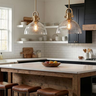 Seeded Glass Shade Pendant Light