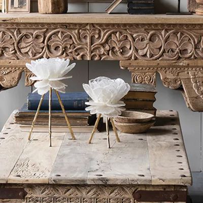 Selenite Flower Sculpture on Stand