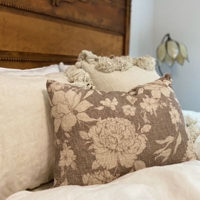 Sepia Floral Pattern Lumbar Pillow