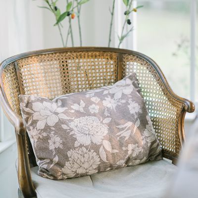 Sepia Floral Pattern Lumbar Pillow