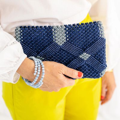 Shades of Blue Macrame Clutch