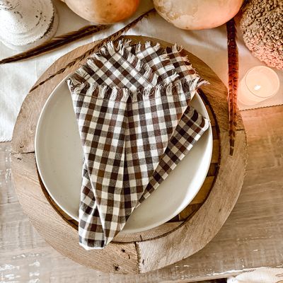 Shades of Brown Gingham Napkin Set of 4