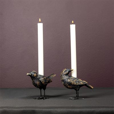 Shadow Perch Crow Taper Holder Set of 2