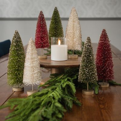 Shimmering Holiday Bottlebrush Tree Set of 7