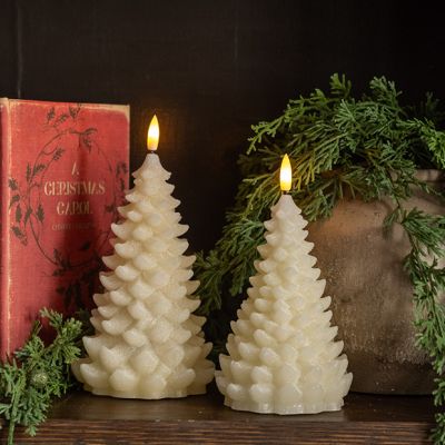 Shimmering Warm White Flameless Balsam Tree Candle