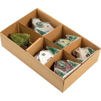 Shimmering Winter Barn Shelf Sitter Set of 9