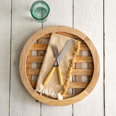 Simple Farmhouse Wood Lattice Charger Plate Set of 2
