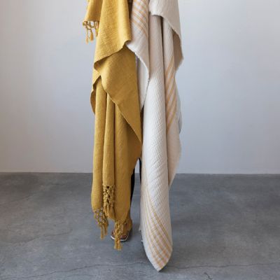 Simple Stripes Frayed Edge Throw Blanket