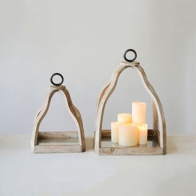 Simply Chic Distressed Display Lanterns Set of 2