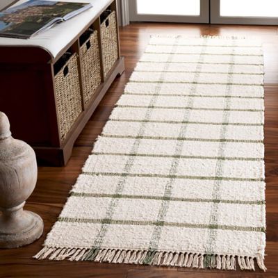 Simply Plaid Fringed Ivory/Green Area Rug