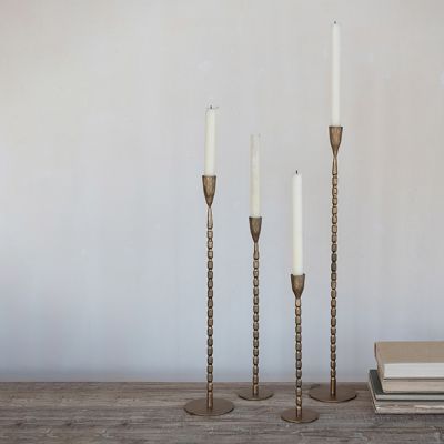 Simply Sleek Brass Finish Taper Candle Holders Set of 4