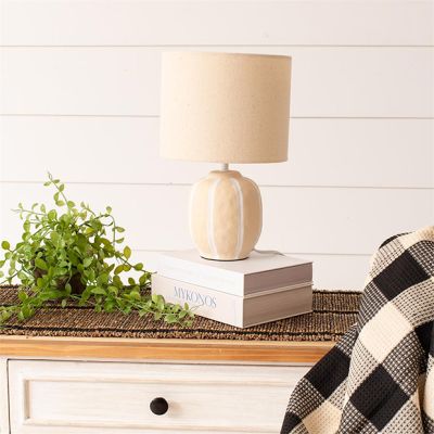 Simply Striped Cream Ceramic Table Lamp