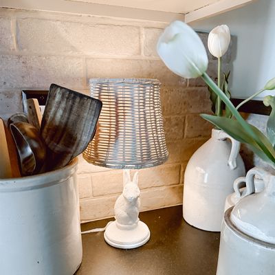 Simply Sweet Bunny Lamp with Rattan Shade