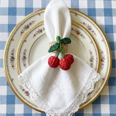 Simply Sweet Seagrass Cherry Napkin Rings Set of 4