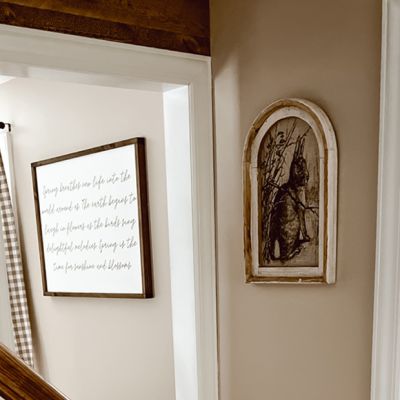 Sitting Rabbit Arched Framed Linen Print