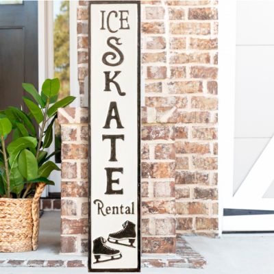 Skate Rental Vertical Metal Sign