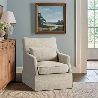 Skirted Upholstered Swivel Armchair