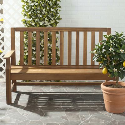Slatted Back Acacia Wood Bench