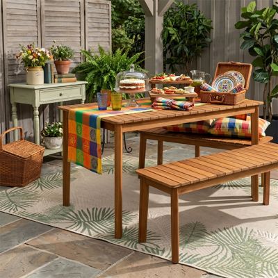Slatted Wood Outdoor Dining Set