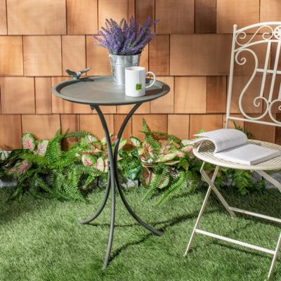Sleek Metal Bird Bath