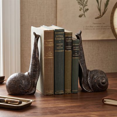 Slow and Steady Snail Bookends