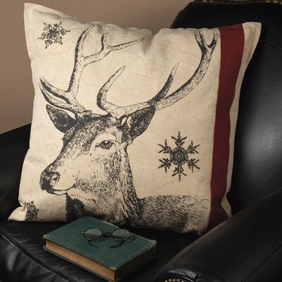 Snowflake Reindeer Accent Pillow