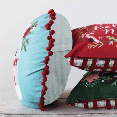 Snowman Snow Globe Round Accent Pillow