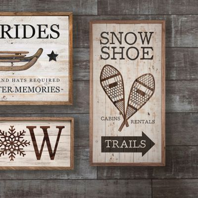 Snowshoe Trails Arrow Brown Framed Wood Wall Art
