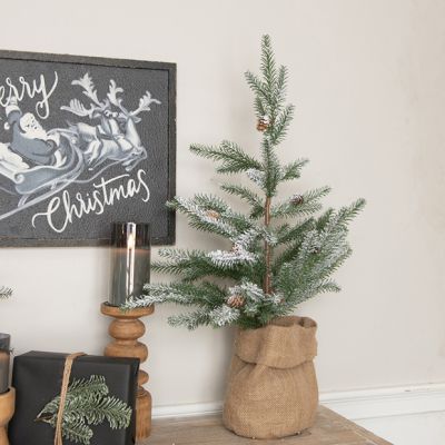 Snowy Pine With Burlap Base 25.5 Inch