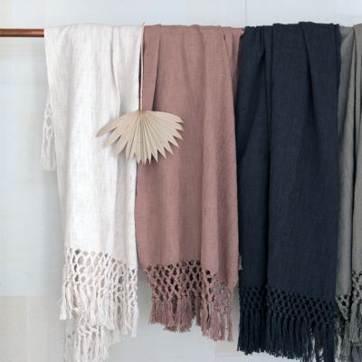 Soft Accents Crochet and Fringe Throw Blanket