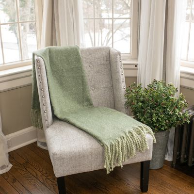 Soft Fringed Throw Blanket Green