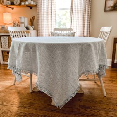 Southern Heirloom Fringed Blue Tablecloth