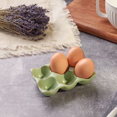 Speckled Stoneware Farmhouse Egg Holder Set of 2