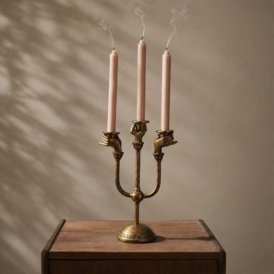 Spooky Brass Hands Candelabra
