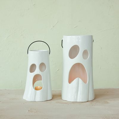 Spooky Cutout Ghost Face Lantern Set of 2