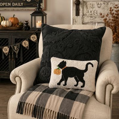 Spooky Season Hook Pillow Collection Cat with Pumpkin