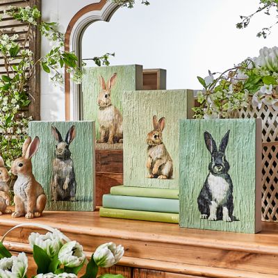 Spring Bunny Wood Block Set of 4