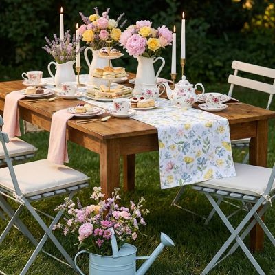 Spring Cottage Floral Table Runner