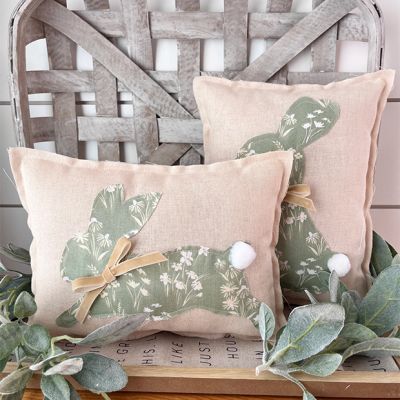 Spring Floral Bunny Accent Pillow